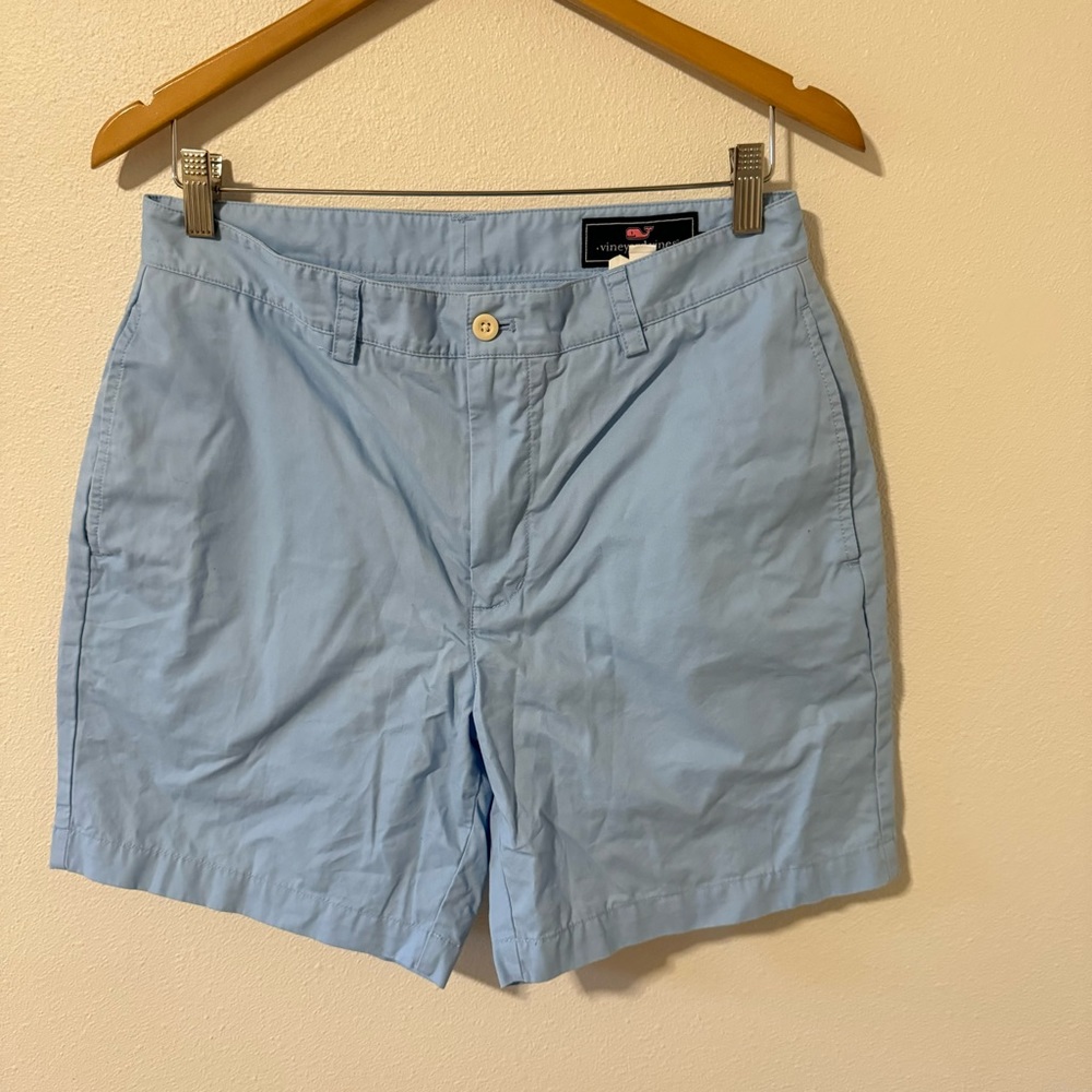 Vineyard Vines Club Shorts 7” Light Blue Chino Cotton Twill-32